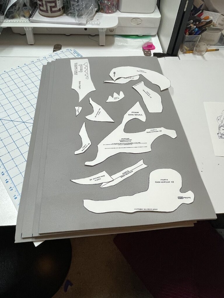 Laying out the Skull masks for cutting